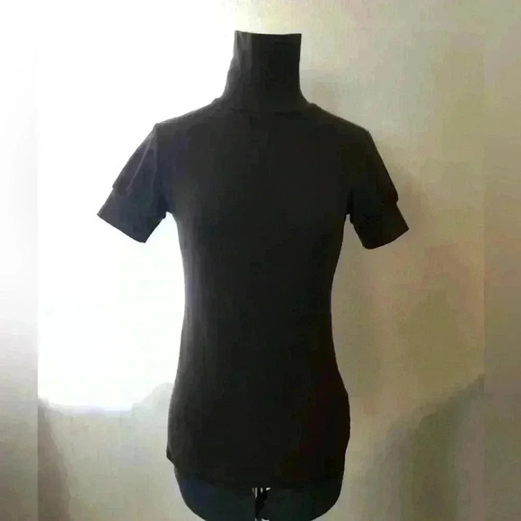 VTG Y2K VS Victoria Secret Dark Brown Short Sleeve Turtle Neck Top M - Picture 2 of 10